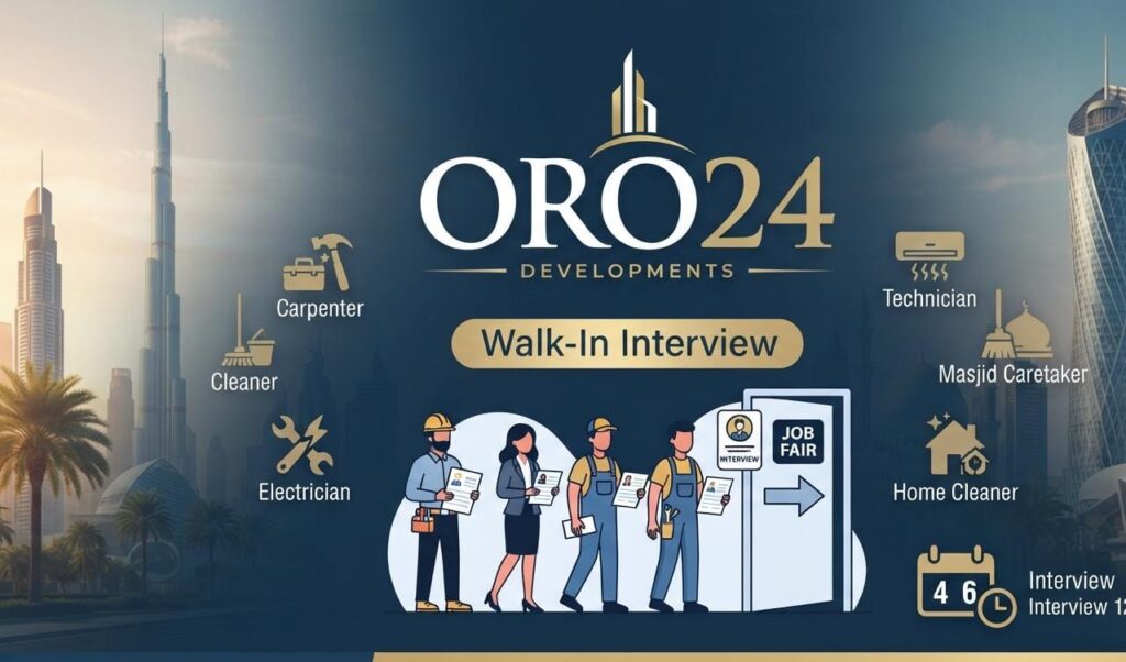 ORO24 Careers UAE: Walk-In Interview for Skilled Professionals|Apply Now For Latest Vacancies 1 ORO24 Walk-In Interview 2026 for multiple full-time job vacancies in Dubai including Carpenter, Cleaner, Senior Electrician, and HVAC Technician positions