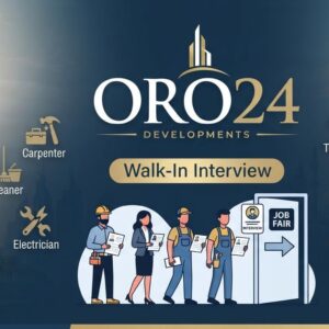 ORO24 Walk-In Interview 2026 for multiple full-time job vacancies in Dubai including Carpenter, Cleaner, Senior Electrician, and HVAC Technician positions