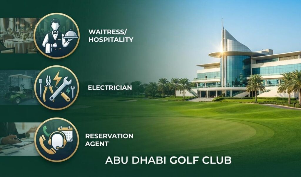 UAE Jobs Alert: Abu Dhabi Golf Club Announces New Vacancies| Apply Now For Latest Vacancies 1 Abu Dhabi Golf Club Jobs 2026 for Waitress Electrician and Reservation Agent vacancies