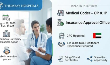 Thumbay Hospitals Walk-in Interview 2026 for Insurance Approval Officers and Medical Coders in Ajman, UAE