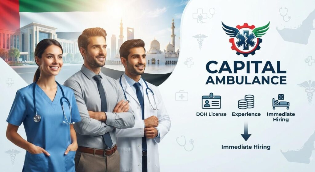 Capital Ambulance Jobs 2026: Registered Nurse, Psychologist & GP Vacancies in UAE | Apply Now For The Latest Vacancies 1 Capital Ambulance Jobs 2026 for Nurses, Psychologist and General Practitioners in Al Ain UAE