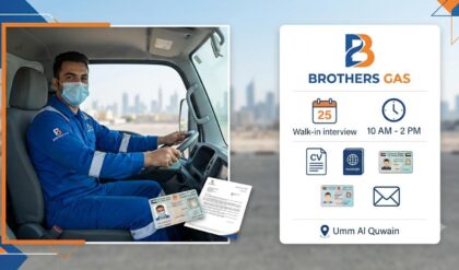 Brothers Gas Walk-In Interview 2026 for Light Vehicle Driver in Umm Al Quwain, UAE