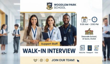 Woodlem Park School walk-in interview 2026 for Support Staff in Dubai