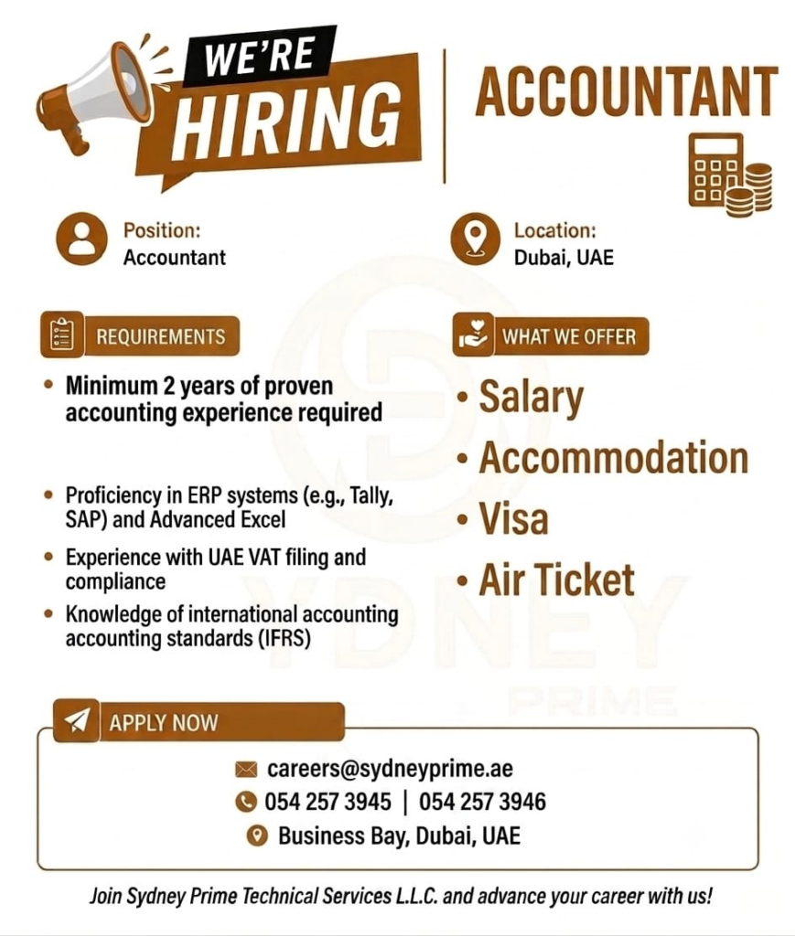 Sydney Prime Technical Services LLC Accountant Jobs 2026|Apply Now For The Latest Vacancies 2 image