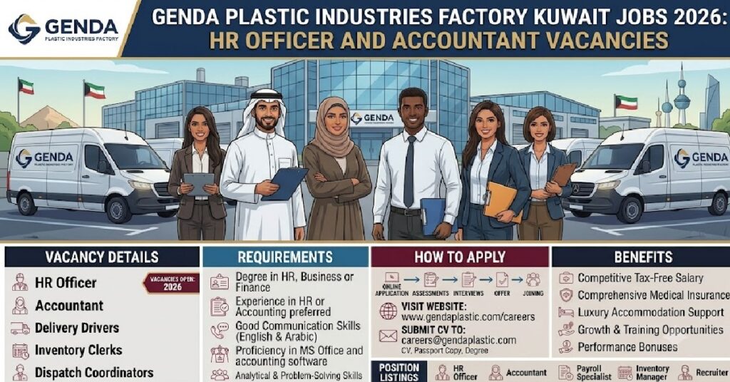 Accountant Vacancies in Kuwait : Genda Plastic Industries Factory Kuwait Jobs 2026: HR Officer and Accountant Vacancies 1 JOBS KUWAIT