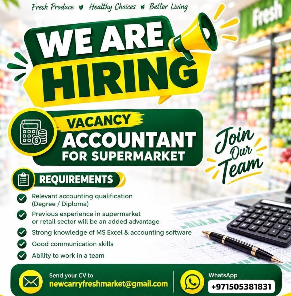 Accountant Job Vacancy in UAE 2026: Supermarket Hiring Candidates with Accounting Qualifications 2 accountant 3