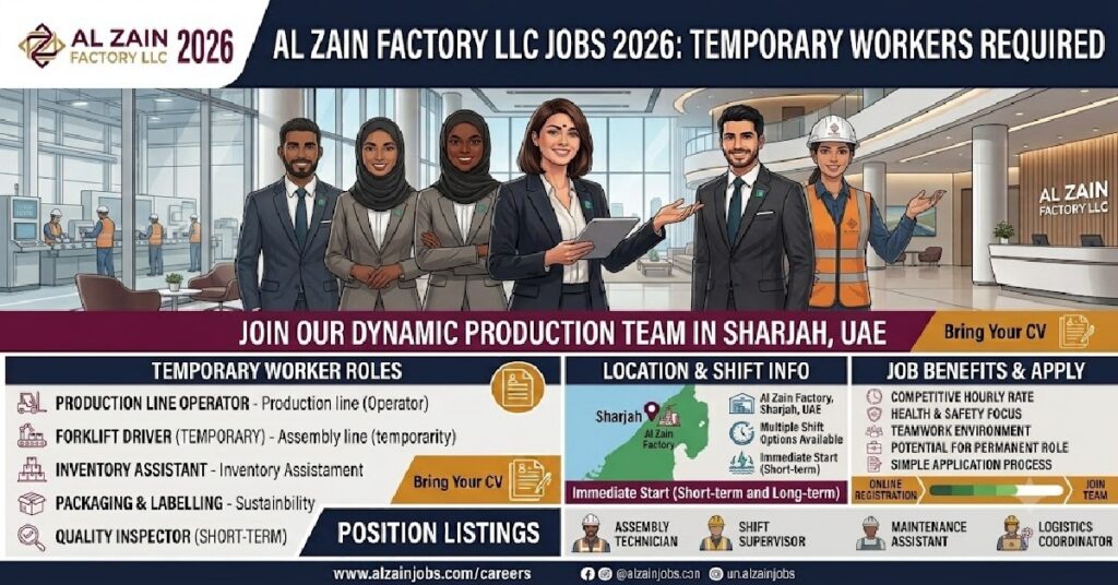 Al Zain Factory LLC Jobs 2026: Temporary Workers Required in Sharjah 1 al