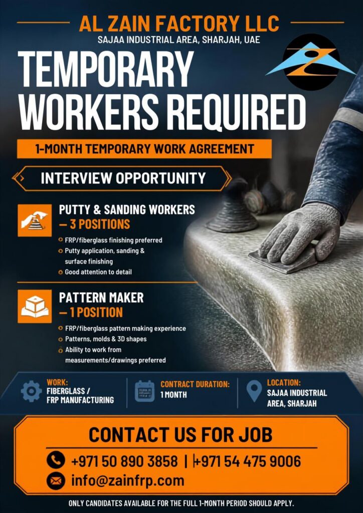 Al Zain Factory LLC Jobs 2026: Temporary Workers Required in Sharjah 2 jobssssssssss
