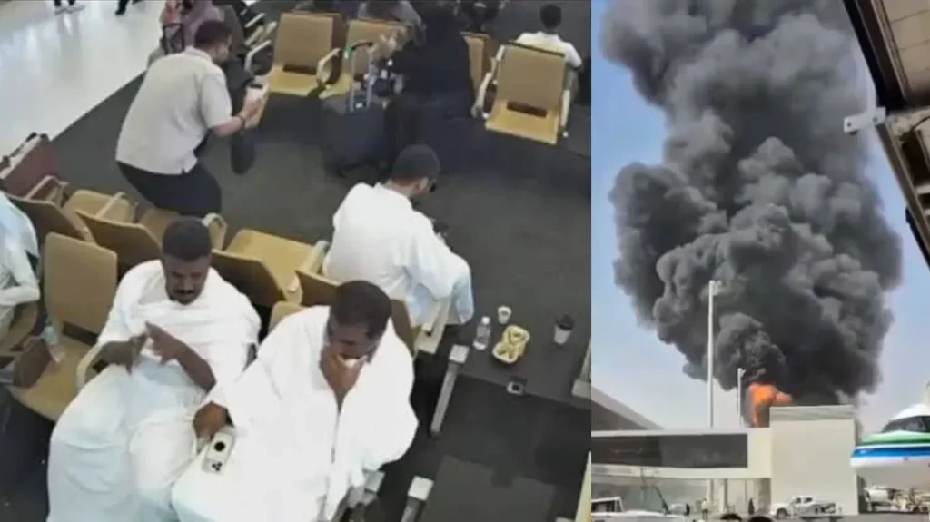 Riyadh Airport Houthi Attack:വീഡിയോ ;വിമാനത്താവളത്തിൽ തീയും പുകയും; മേൽക്കൂര തകർന്നുവീണു, ജീവനുംകൊണ്ട് ഓടി യാത്രക്കാർ! റിയാദിലെ ആക്രമണത്തിന്റെ ഞെട്ടിക്കുന്ന ദൃശ്യങ്ങൾ പുറത്ത് 1 1000094879