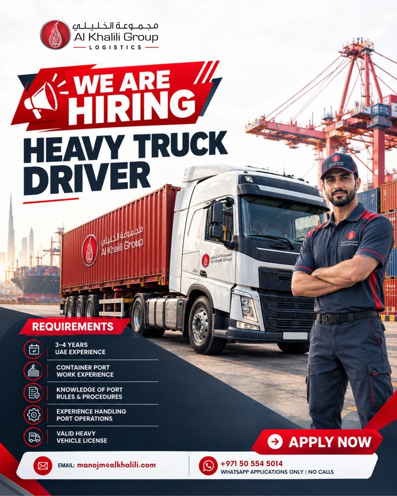 Al Khalili Group Logistics Announces Heavy Truck Driver Job Vacancy in UAE 2 a7a155bc 8c1f 423b a5fd 05ec5f6ab634